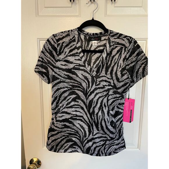 NWT KoiLite XS Performance Stretch Bliss Zebra Stitched Top Style #350PR Pockets - Picture 1 of 15